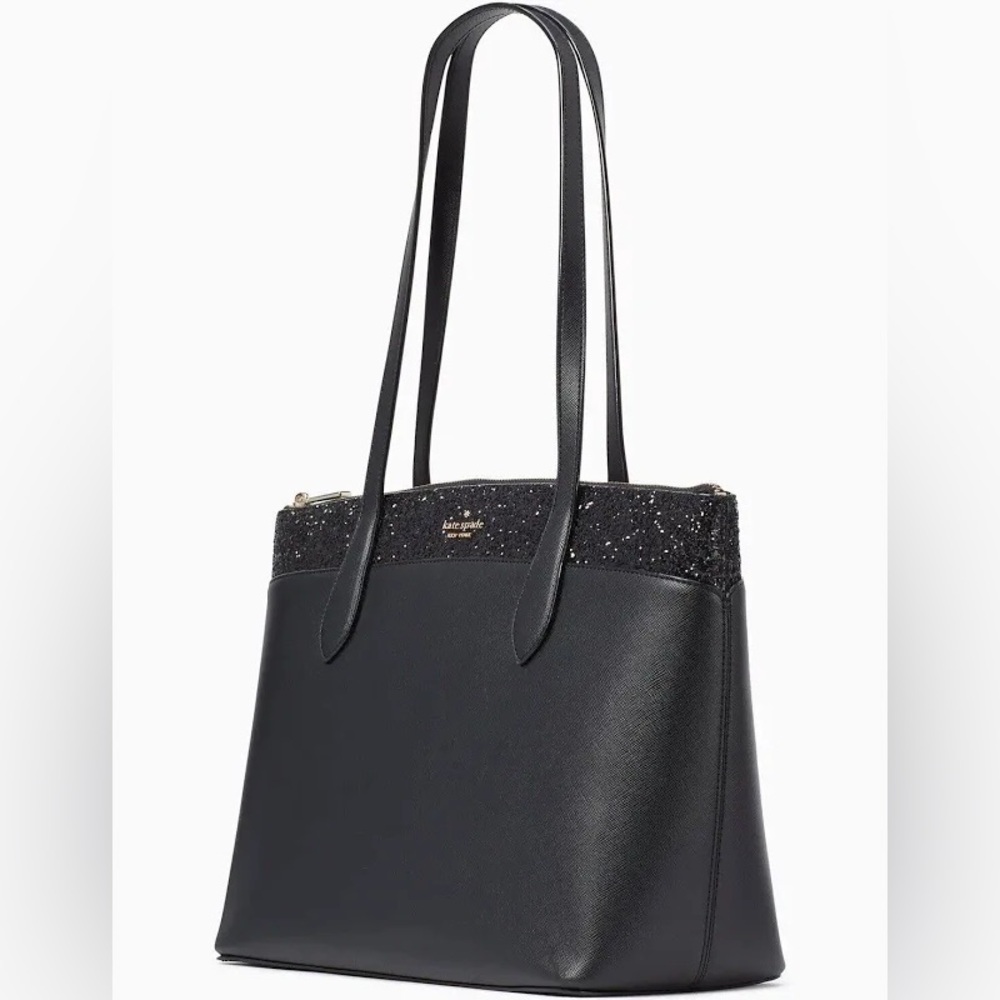 Kate Spade Flash Glitter Tote with small organizer insert